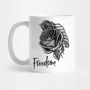 US Flag with Rose Flower Mug